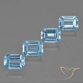 Gemas de Topacio Azul Suizo natural de 4.71 ct, Corte Octágono / Esmeralda, VVS-VS