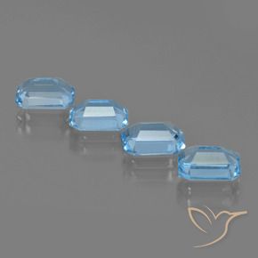 Gemas de Topacio Azul Suizo natural de 4.71 ct, Corte Octágono / Esmeralda, VVS-VS
