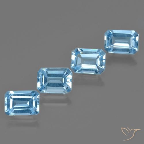Gemas de Topacio Azul Suizo natural de 4.71 ct, Corte Octágono / Esmeralda, VVS-VS