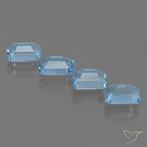 Gemas de Topacio Azul Suizo natural de 4.71 ct, Corte Octágono / Esmeralda, VVS-VS
