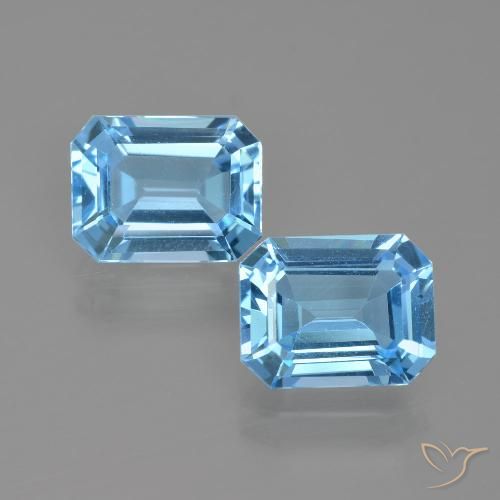 Gemas de topacio azul natural de 5,30 ct, corte esmeralda, VVS-VS