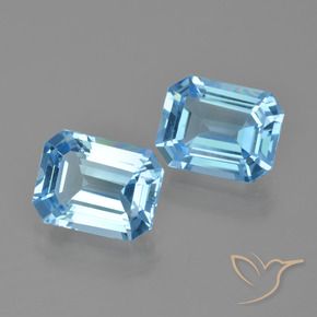 Gemas de topacio azul natural de 5,30 ct, corte esmeralda, VVS-VS