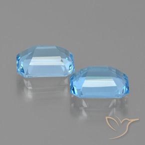 Gemas de topacio azul natural de 5,30 ct, corte esmeralda, VVS-VS