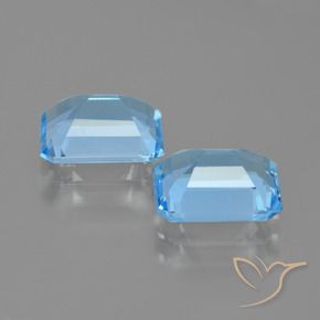 Gemas de Topacio Azul Suizo natural de 5.00 ct, Corte Octágono / Esmeralda, VVS-VS
