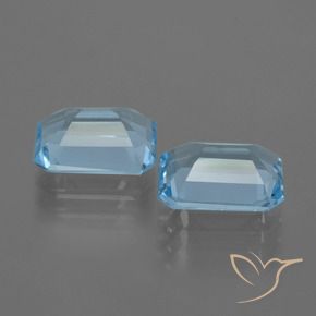 Gemas de Topacio Azul Suizo natural de 4.81 ct, Corte Octágono / Esmeralda, VVS-VS