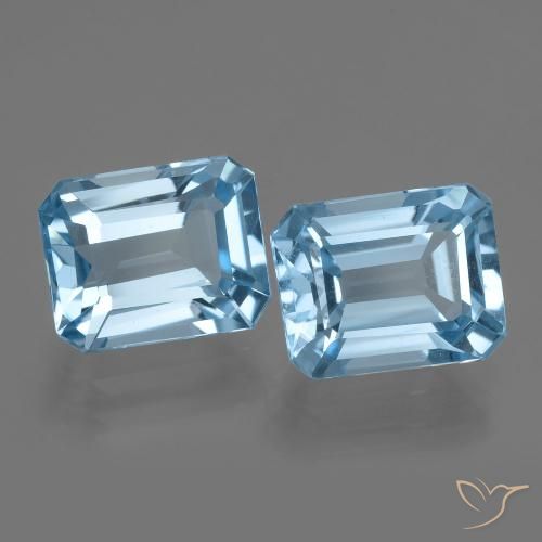 Gemas de topacio azul natural de 5,82 ct, corte esmeralda, VVS-VS