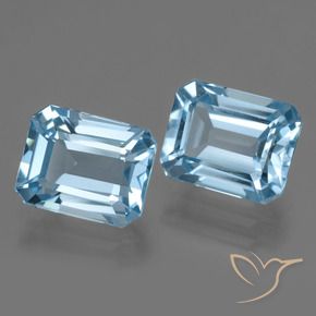 Gemas de topacio azul natural de 5,82 ct, corte esmeralda, VVS-VS