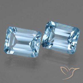 Gemas de Topacio Azul Suizo natural de 5.93 ct, Corte Octágono / Esmeralda, VVS-VS