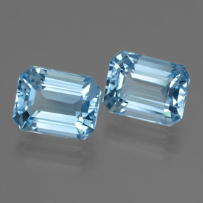 Gemas de Topacio Azul Suizo natural de 5.26 ct, corte esmeralda, VVS-VS