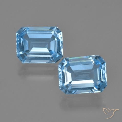 4.87ctw Natural Azul Suizo Topacio, corte esmeralda, VVS-VS