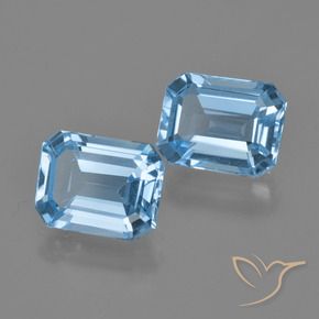 Gemas de Topacio Azul Suizo natural de 4.87 ct, Corte Octágono / Esmeralda, VVS-VS