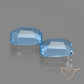 Gemas de Topacio Azul Suizo natural de 4.87 ct, Corte Octágono / Esmeralda, VVS-VS