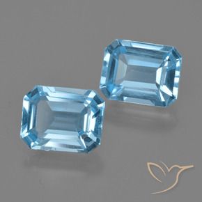 Gemas de Topacio Azul Suizo natural de 4.99 ct, Corte Octágono / Esmeralda, VS