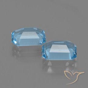 Gemas de Topacio Azul Suizo natural de 4.99 ct, Corte Octágono / Esmeralda, VS