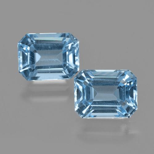 Gemas de Topacio Azul Suizo natural de 5.69 ct, corte esmeralda, VVS