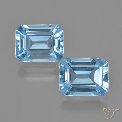 Gemas de Topacio Azul Suizo natural de 5.25 ct, corte esmeralda, VVS-VS