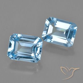 Gemas de Topacio Azul Suizo natural de 5.25 ct, corte esmeralda, VVS-VS