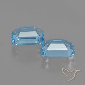 Gemas de Topacio Azul Suizo natural de 5.25 ct, corte esmeralda, VVS-VS