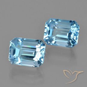 Gemas de Topacio Azul Suizo natural de 6.43 ct, Corte Octágono / Esmeralda, VVS-VS