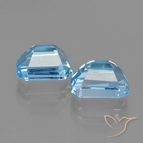 Gemas de Topacio Azul Suizo natural de 6.43 ct, Corte Octágono / Esmeralda, VVS-VS