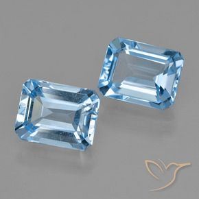 Gemas de Topacio Azul Suizo natural de 5.72 ct, Corte Octágono / Esmeralda, VVS-VS