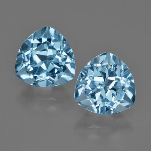 Gemas de topacio azul natural de 6,51 ct, trillón, VVS-VS