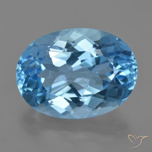 22.72ct Natural Azul Suizo Topacio, Ovalada, VVS-VS