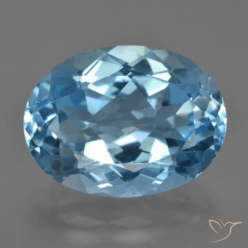 22.58ct Natural Azul Suizo Topacio, Ovalada, VVS