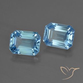 Gemas de Topacio Azul Suizo natural de 5.26 ct, Corte Octágono / Esmeralda, VVS-VS