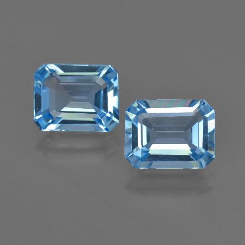 Gemas de topacio azul natural de 4,80 ct, corte esmeralda, VVS
