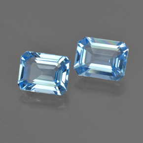 Gemas de topacio azul natural de 4,80 ct, corte esmeralda, VVS