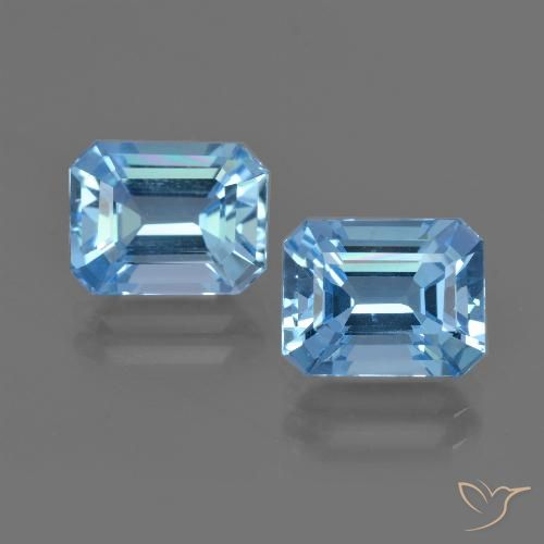 Gemas de Topacio Azul Suizo natural de 5.87 ct, corte esmeralda, VVS