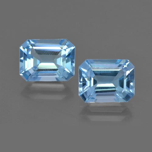 Gemas de Topacio Azul Suizo natural de 5.15 ct, corte esmeralda, VVS