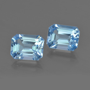 Gemas de Topacio Azul Suizo natural de 5.15 ct, corte esmeralda, VVS