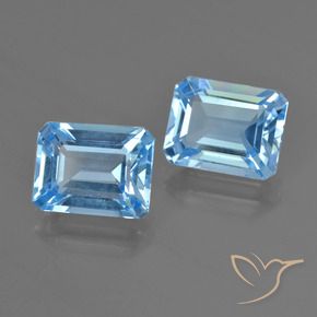 Gemas de Topacio Azul Cielo natural de 5.75 ct, Corte Octágono / Esmeralda, VVS