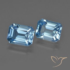 Gemas de Topacio Azul Suizo natural de 5.15 ct, Corte Octágono / Esmeralda, VVS-VS
