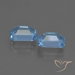Gemas de Topacio Azul Suizo natural de 5.15 ct, Corte Octágono / Esmeralda, VVS-VS