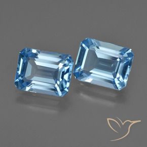 Gemas de Topacio Azul Suizo natural de 5.50 ct, Corte Octágono / Esmeralda, VVS-VS