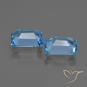Gemas de Topacio Azul Suizo natural de 5.50 ct, Corte Octágono / Esmeralda, VVS-VS