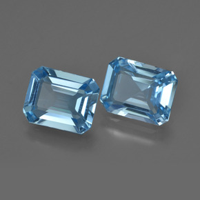 Gemas de topacio azul natural de 4,26 ct, corte esmeralda, VS