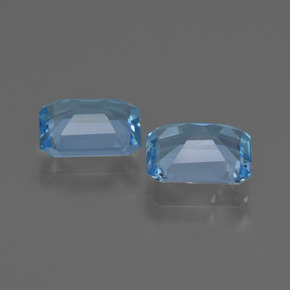 Gemas de topacio azul natural de 4,26 ct, corte esmeralda, VS
