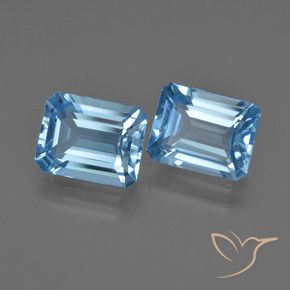Gemas de Topacio Azul Suizo natural de 5.14 ct, Corte Octágono / Esmeralda, VVS-VS