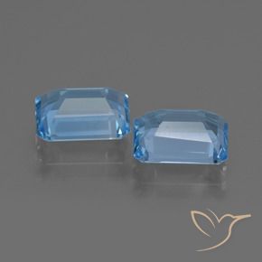 Gemas de Topacio Azul Suizo natural de 5.14 ct, Corte Octágono / Esmeralda, VVS-VS