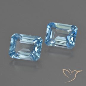 Gemas de Topacio Azul Cielo natural de 5.73 ct, Corte Octágono / Esmeralda, VVS-VS