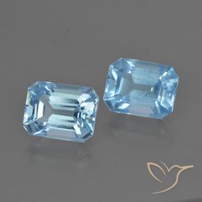 Gemas de Topacio Azul Suizo natural de 5.75 ct, Corte Octágono / Esmeralda, VVS-VS