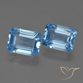 Gemas de Topacio Azul Suizo natural de 4.64 ct, corte esmeralda, VS