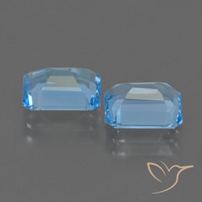 Gemas de Topacio Azul Suizo natural de 5.23 ct, Corte Octágono / Esmeralda, VVS