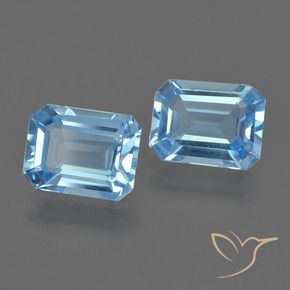 Gemas de Topacio Azul Suizo natural de 4.87 ct, Corte Octágono / Esmeralda, VVS-VS