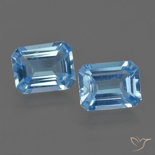 Gemas de topacio azul natural de 4,75 ct, corte esmeralda, VS