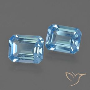 Gemas de topacio azul natural de 4,75 ct, corte esmeralda, VS